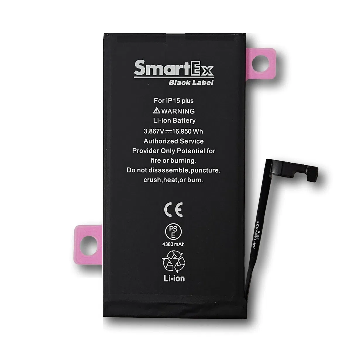 Smartex® Black Label Batterie Compatible avec iPhone 15 Plus - Capacité 4383 mAh - Garantie 2 Ans