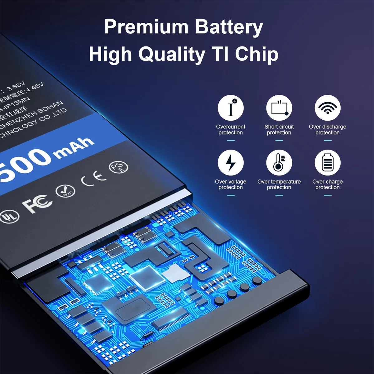 ElephantStory Batterie pour Phone 13 Mini, 4500 mAh Haute Capacité Lithium polymère Batterie de Remplacement avec Guide et Outils de Réparation