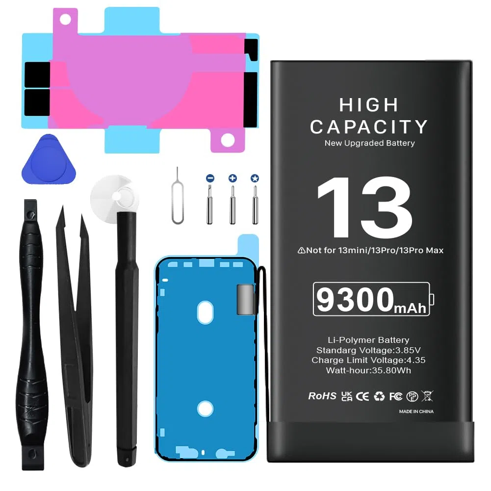[9300mAh] Batterie pour iPhone 13, 2026 Nouvelle Haute capacité Remplacement de Batterie Compatible avec iPhone 13 modèles A2633, A2482, A2631, A2634, A2635 avec kit d'outils